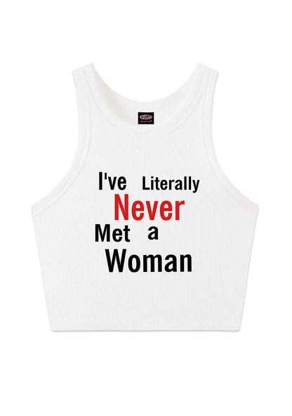 Never Met A Woman Pride Y2K Crop Tank Top Cherrykitten