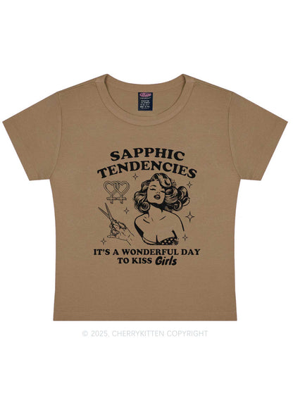 Sapphic Tendencies Kiss Girls Y2K Baby Tee Cherrykitten