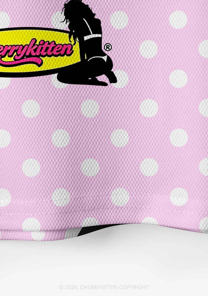 Submissive Breedable Pink Dots Y2K Crop Sport Jersey Shirts Cherrykitten