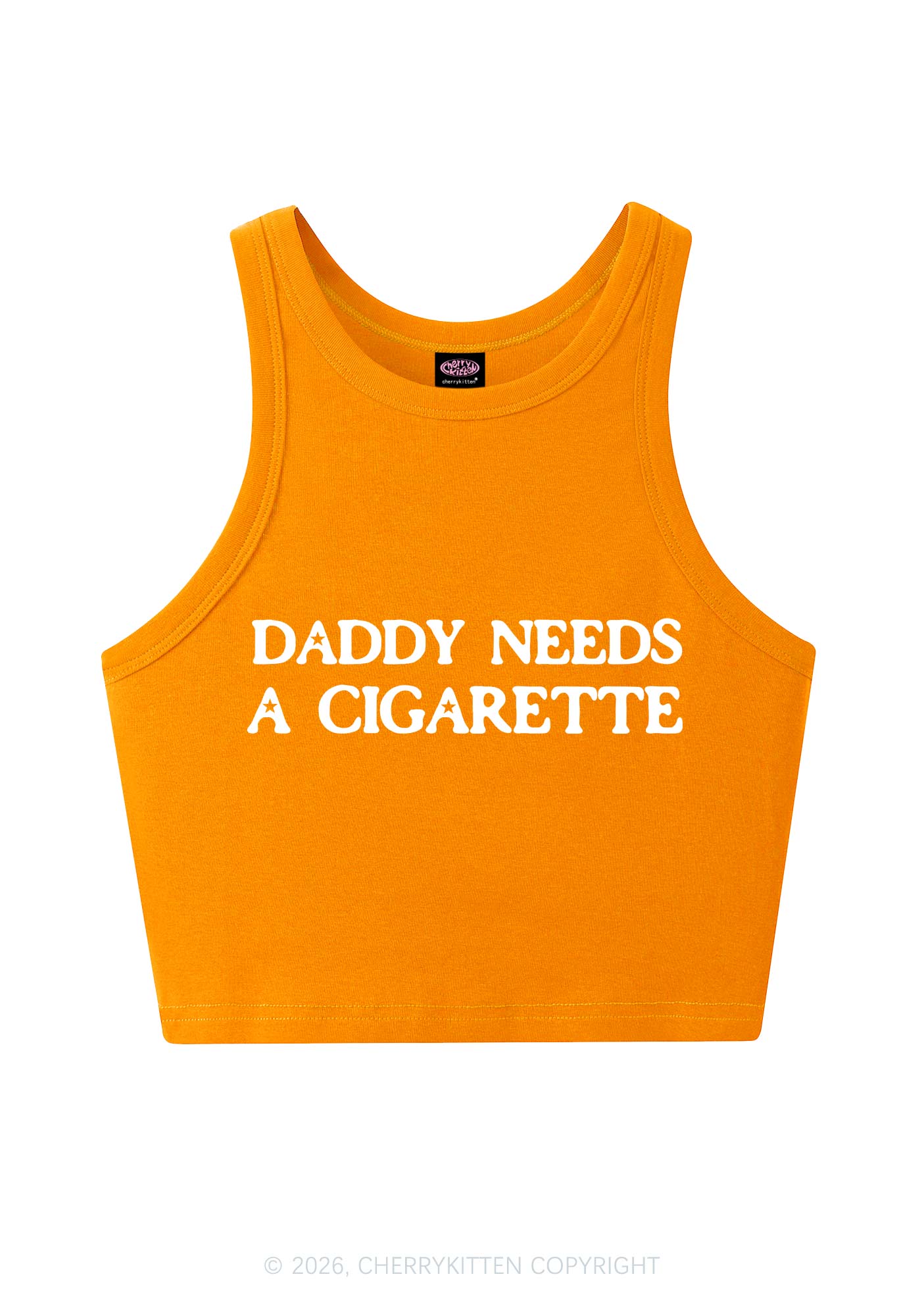 Daddy Needs A Cigarette Y2K Crop Tank Top Cherrykitten