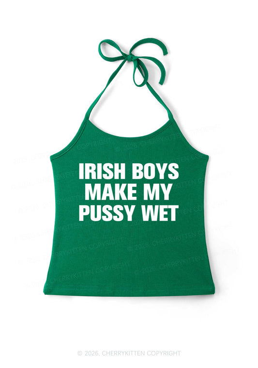 Irish Boys Make My Puxxy Wet St Patricks Y2K Halter Neck Cami Cherrykitten