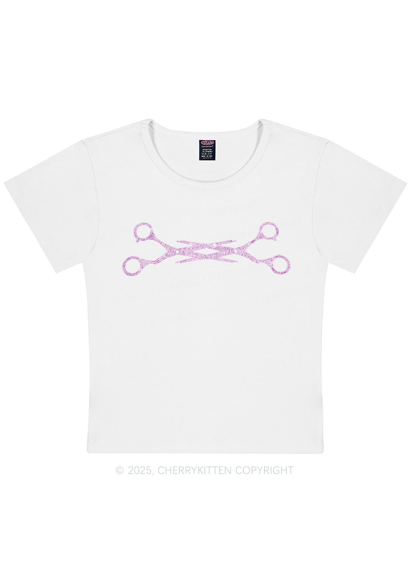 Rhinestone Pink Scissor Pride Y2K Baby Tee Cherrykitten