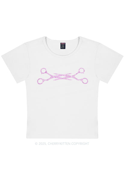 Rhinestone Pink Scissor Pride Y2K Baby Tee Cherrykitten