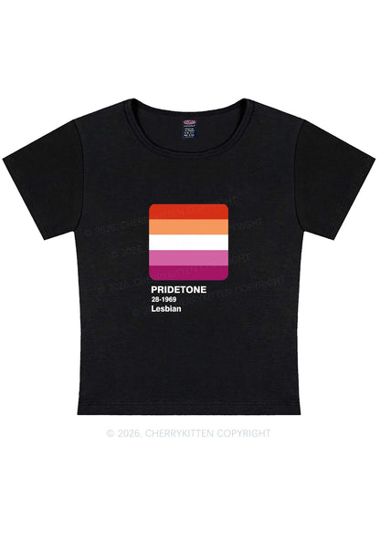 Pridetone Lesbian Pride Y2K Baby Tee Cherrykitten