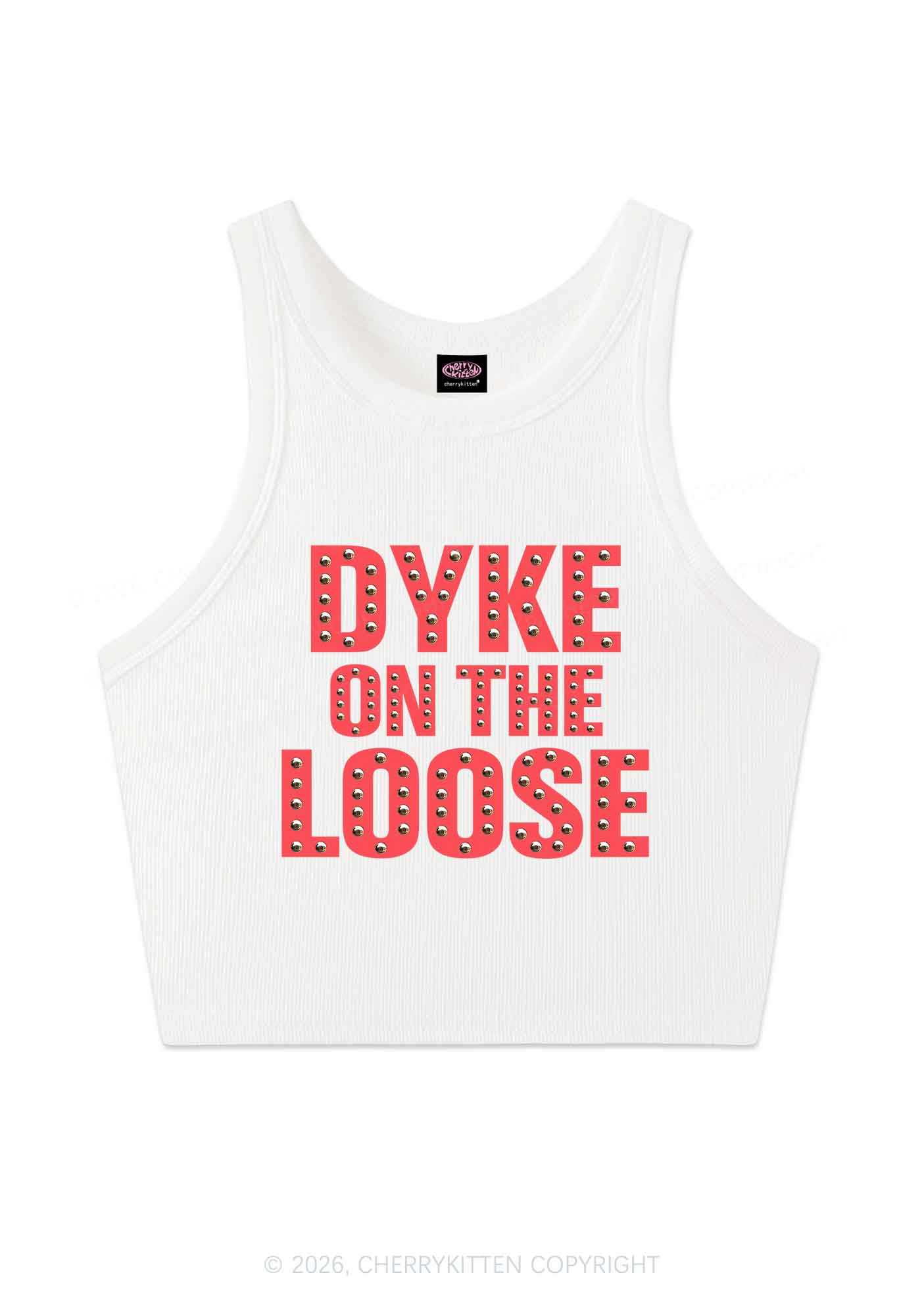 Dyke On The Loose Pride Y2K Crop Tank Top Cherrykitten