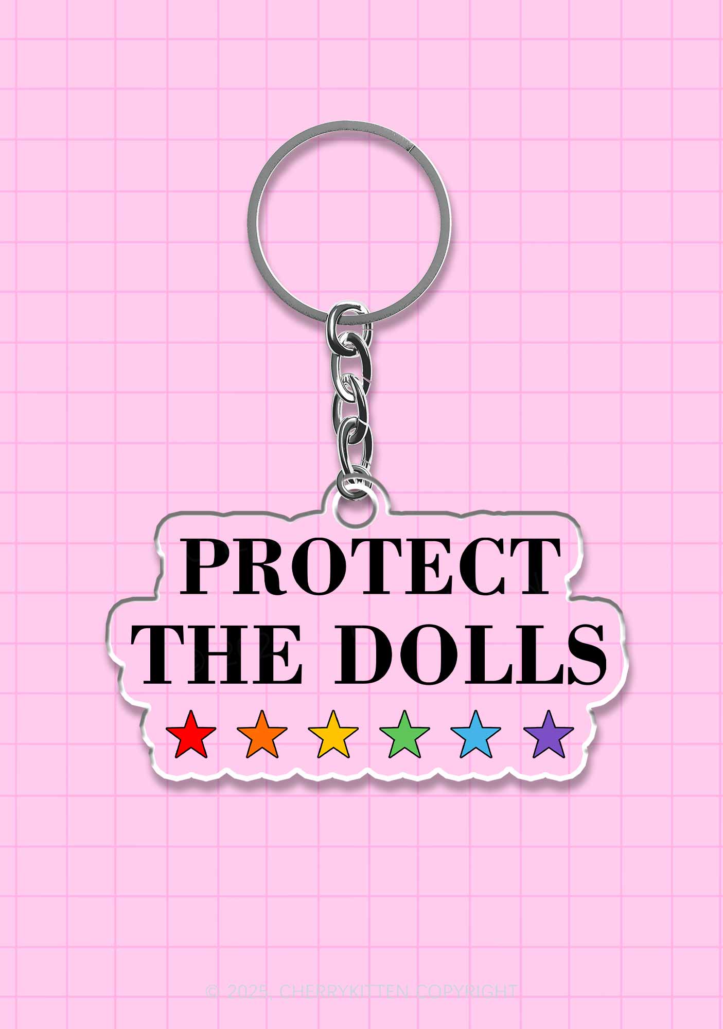 Protect The Dolls Pride 1Pc Y2K Keychain Cherrykitten
