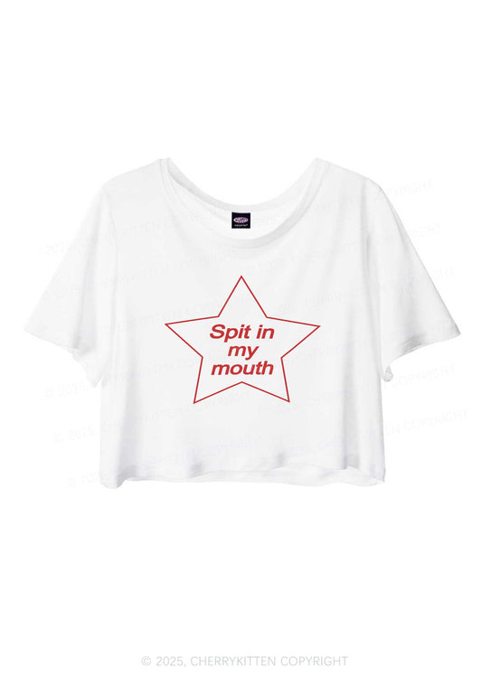 Spit In My Mouth Y2K Sheer Crop Tee Cherrykitten