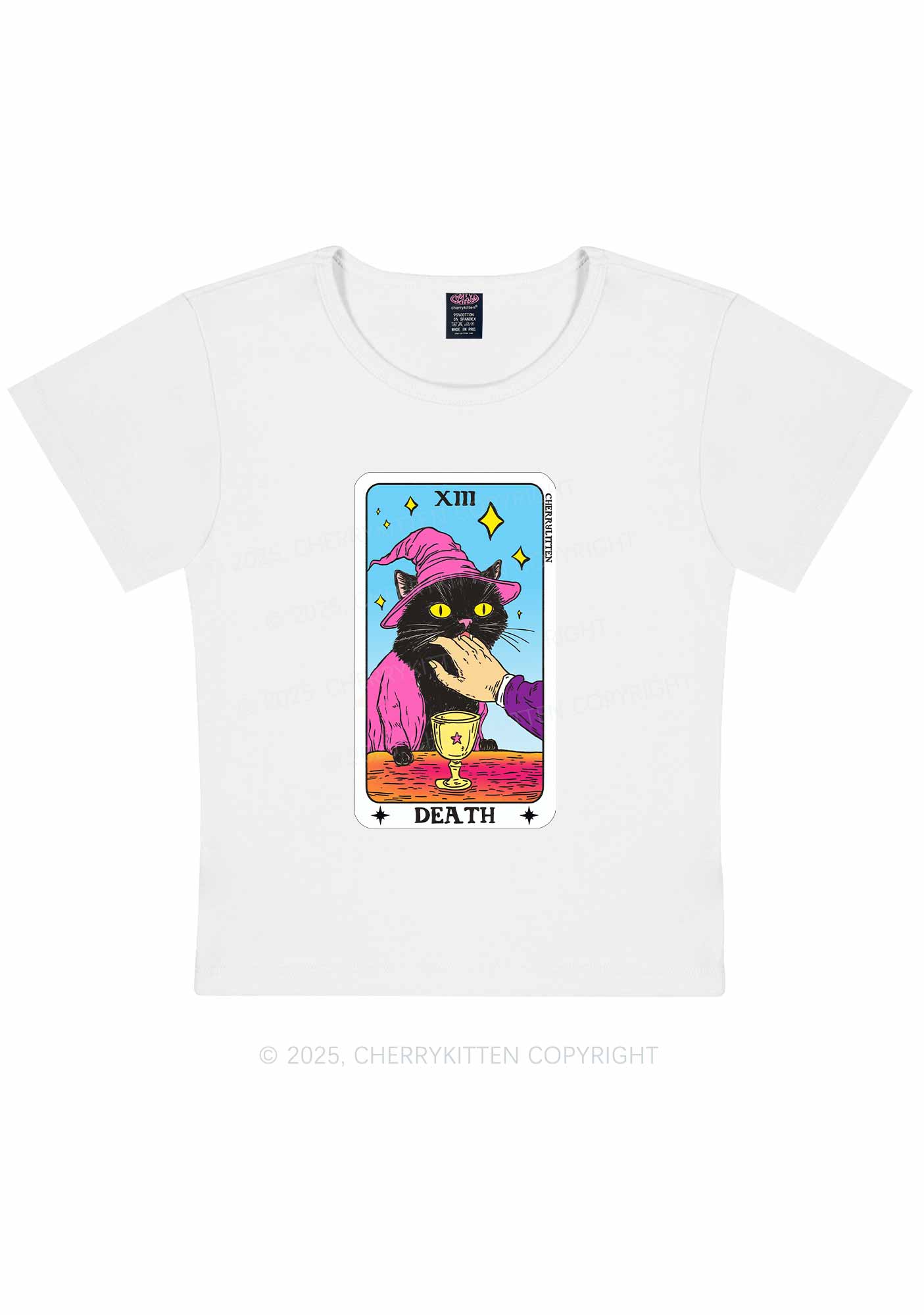Halloween Death Black Cat Y2K Baby Tee Cherrykitten