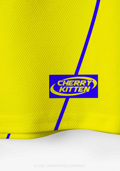 Yellow I Have Rabies Y2K Crop Sport Jersey Shirts Cherrykitten