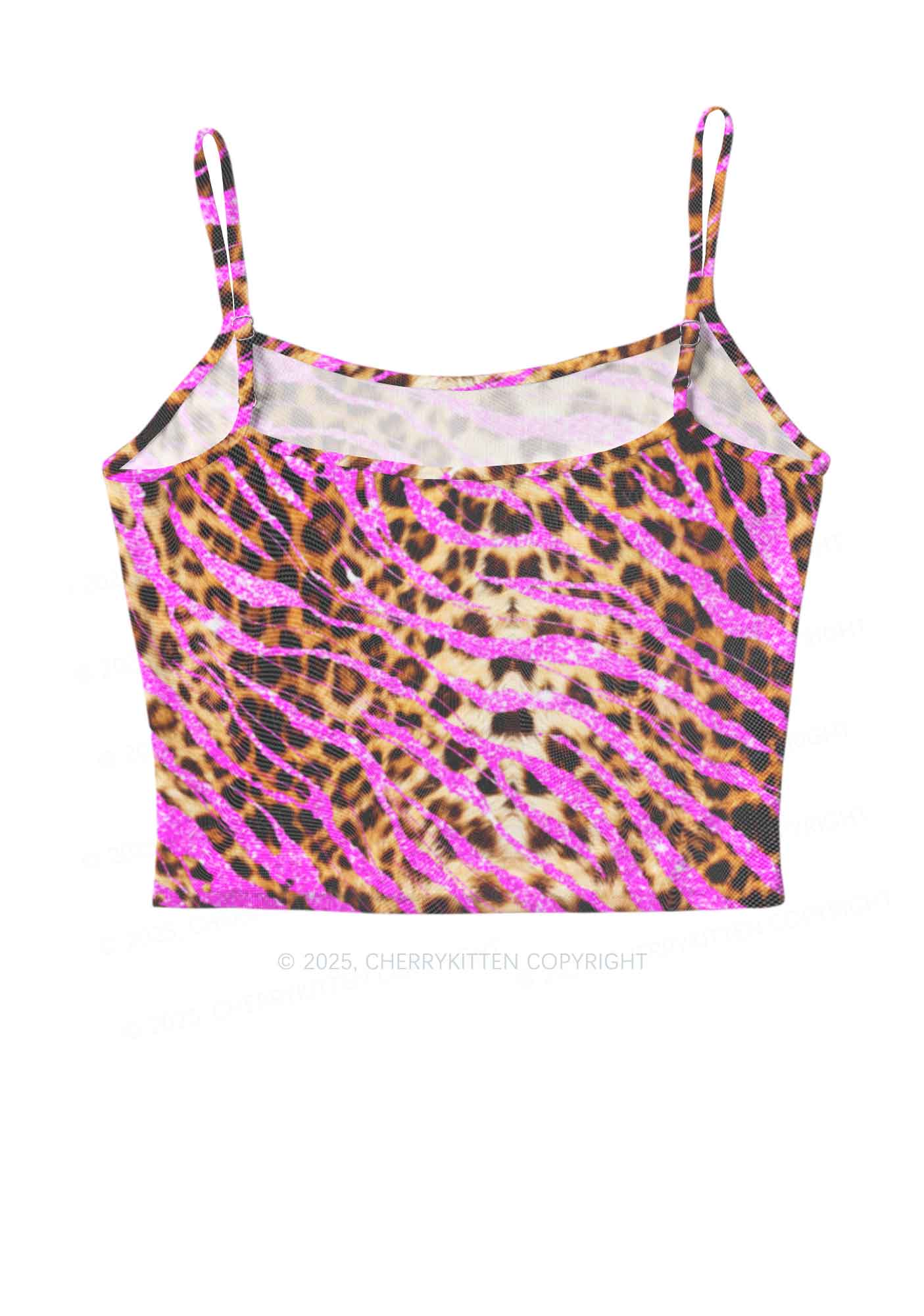 Sparkle Pink Leopard Y2K Mesh Cami Tank Cherrykitten