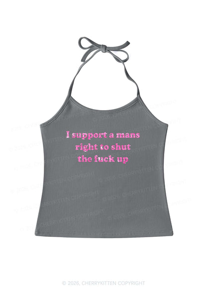 Glitter I Support A Mans Right Y2K Halter Neck Cami Cherrykitten