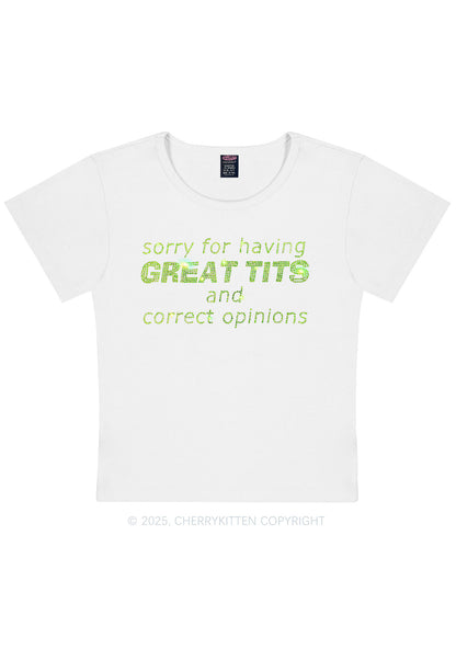 Rhinestone Sorry For Having Correct Opinions Y2K Baby Tee Cherrykitten