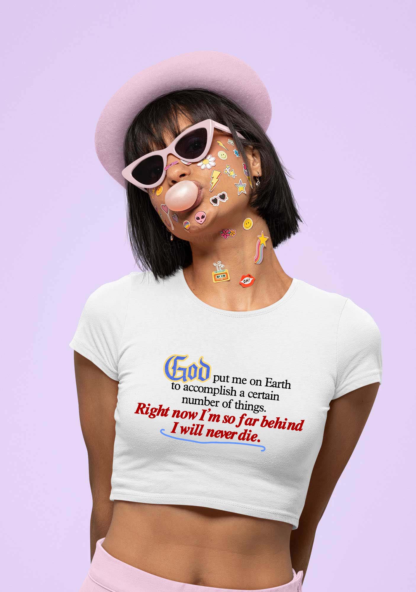 I Will Never Die Y2K Baby Tee Cherrykitten