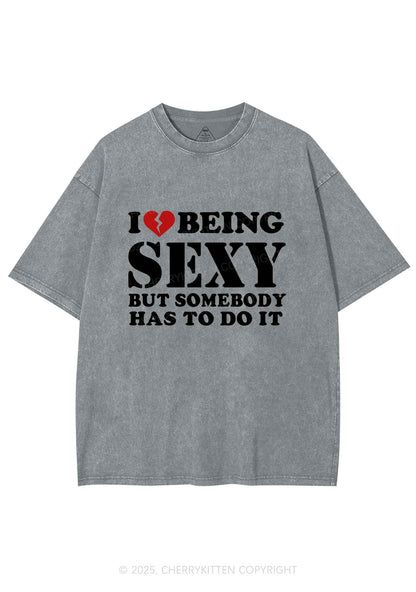 Being Sexy Tough Y2K Shirts Washed Tee Cherrykitten