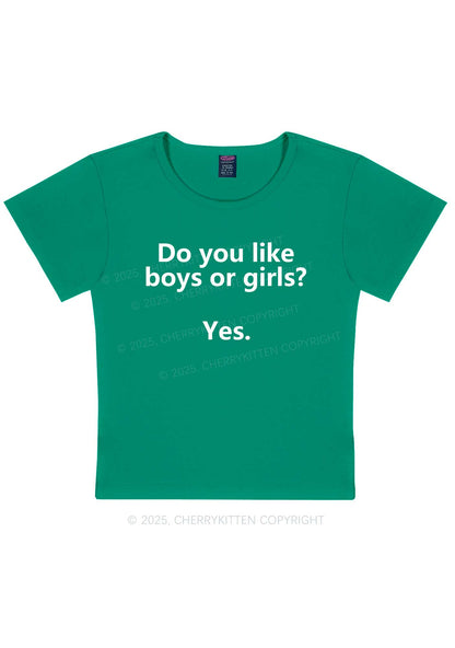 Do You Like Boys Or Girls Pride Y2K Baby Tee Cherrykitten