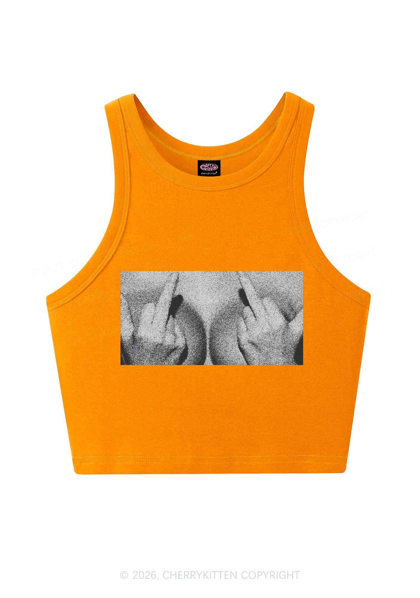 Middle Finger Bxxbs Y2K Crop Tank Top Cherrykitten