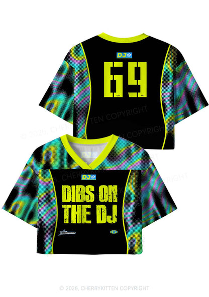 Neon Dibs On The DJ Y2K Crop Sport Jersey Shirts Cherrykitten