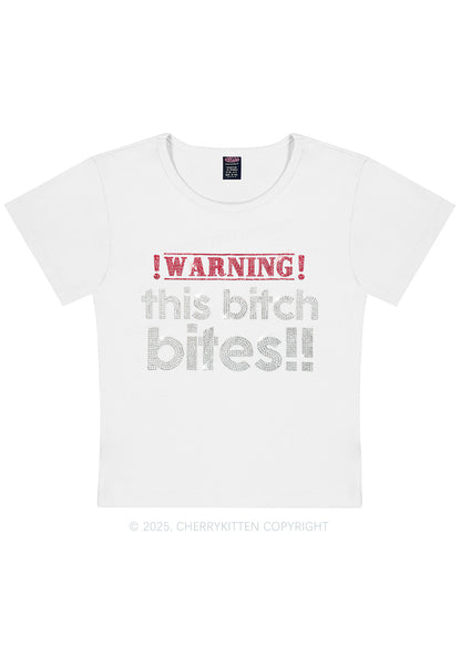 Rhinestone This Bxxch Bites Y2K Baby Tee Cherrykitten