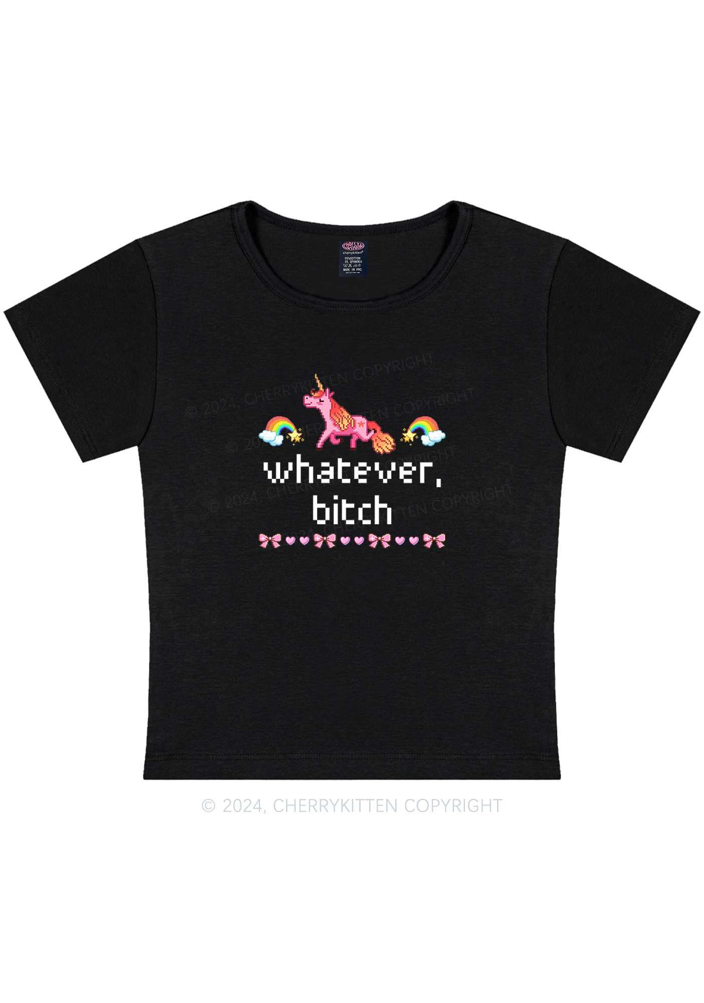 Unicorn Whatever Bxxch Y2K Baby Tee Cherrykitten