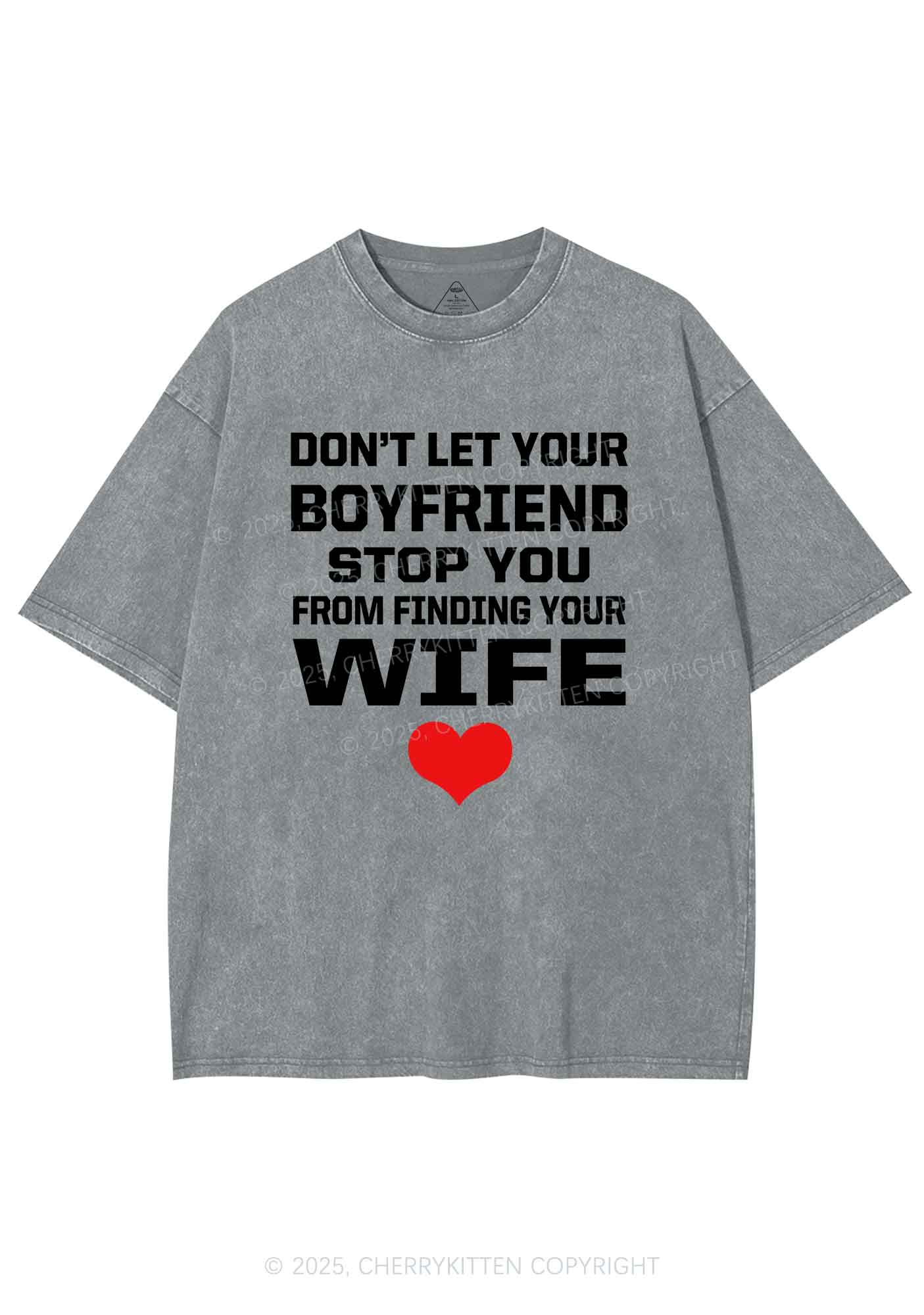 Boyfriend Wife Pride Y2K Shirts Washed Tee Cherrykitten