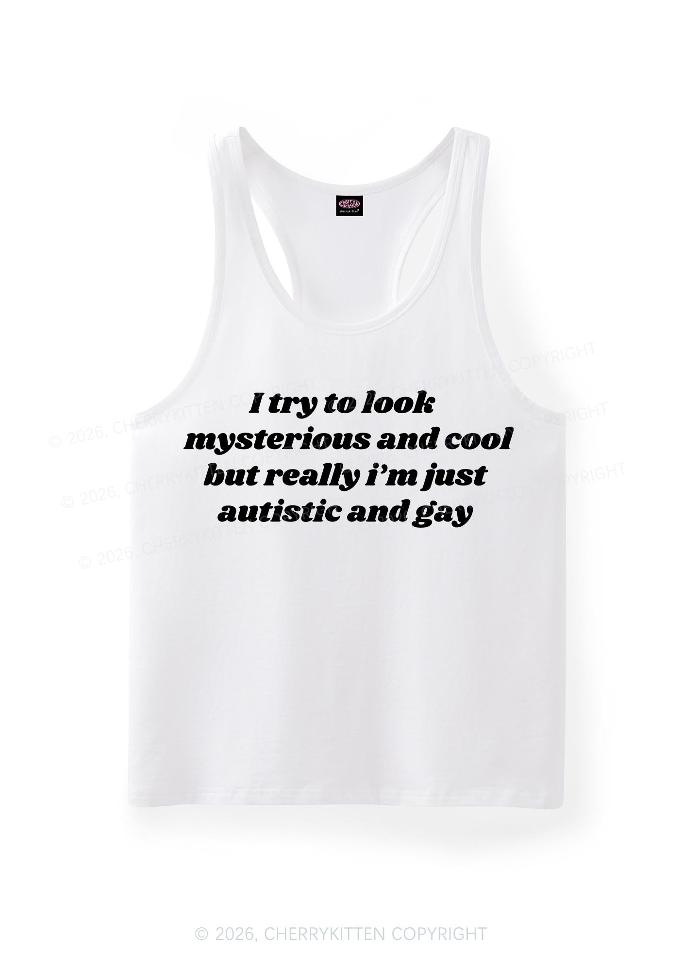 Im Just Autistic And Gay Pride Y2K Men Racerback Tank Top Cherrykitten