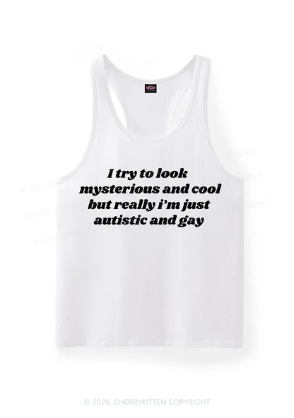 Im Just Autistic And Gay Pride Y2K Men Racerback Tank Top Cherrykitten
