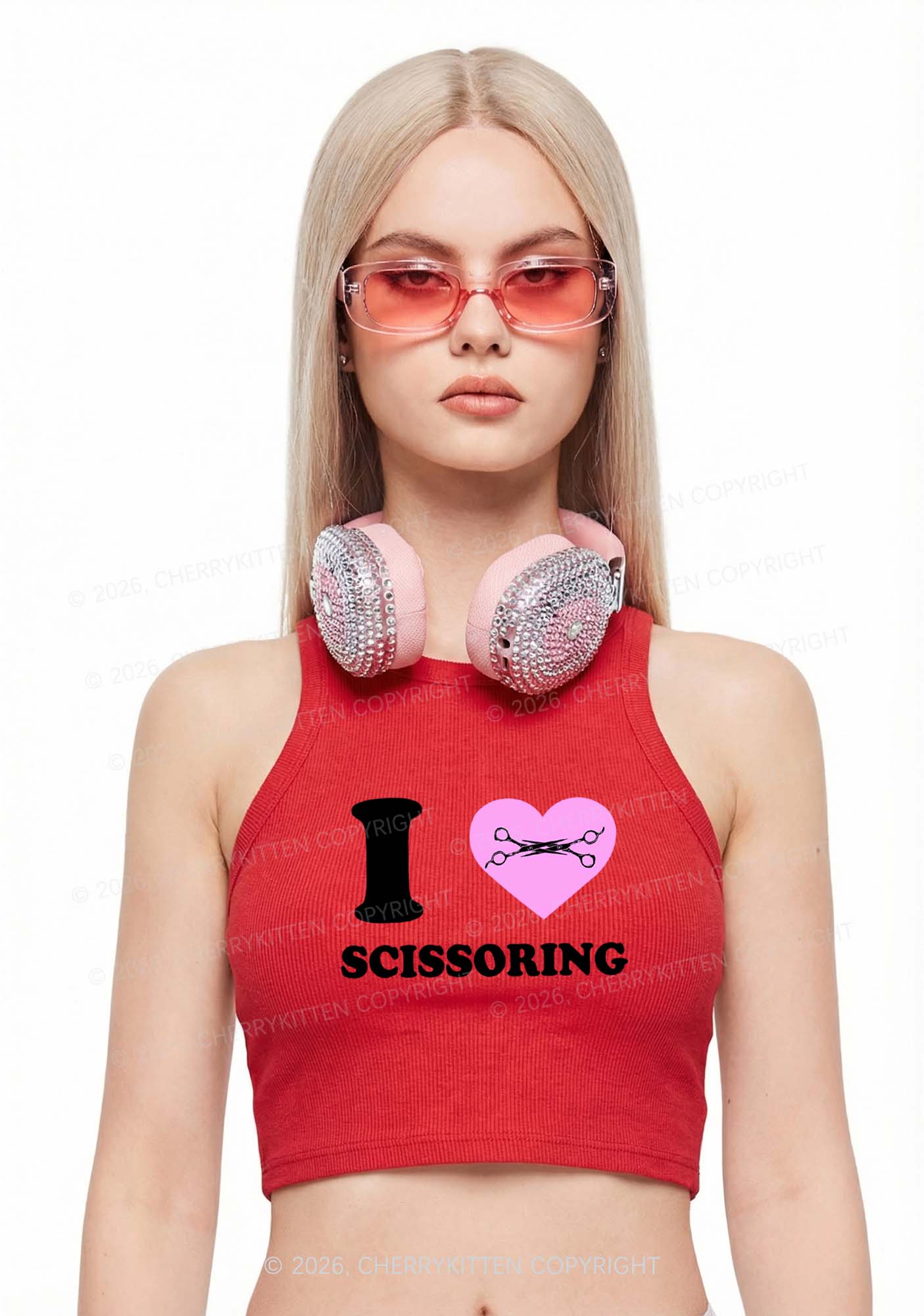 I Love Scissoring Pride Y2K Crop Tank Top Cherrykitten
