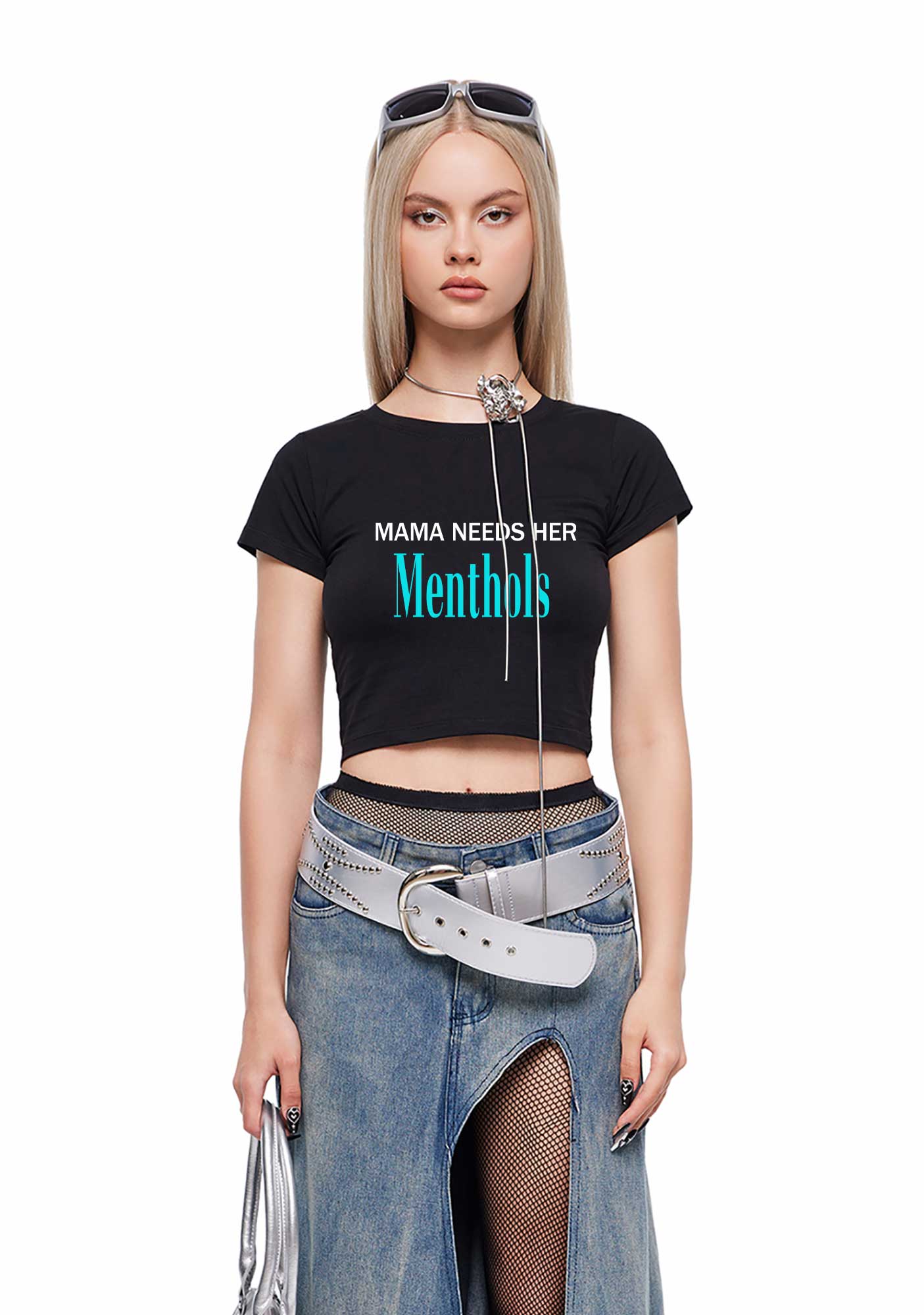 Mama Needs Her Menthols Y2K Baby Tee Cherrykitten
