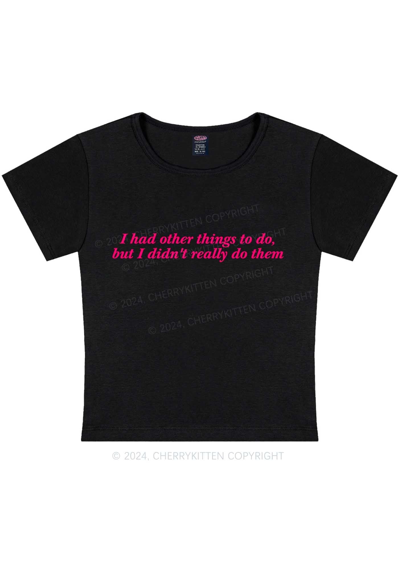 Curvy I Had Other Things Y2K Baby Tee Cherrykitten
