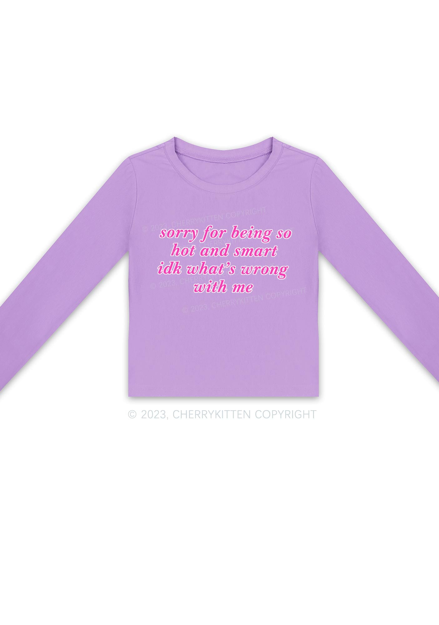 Sorry For Being So Smart Long Sleeve Crop Top Cherrykitten