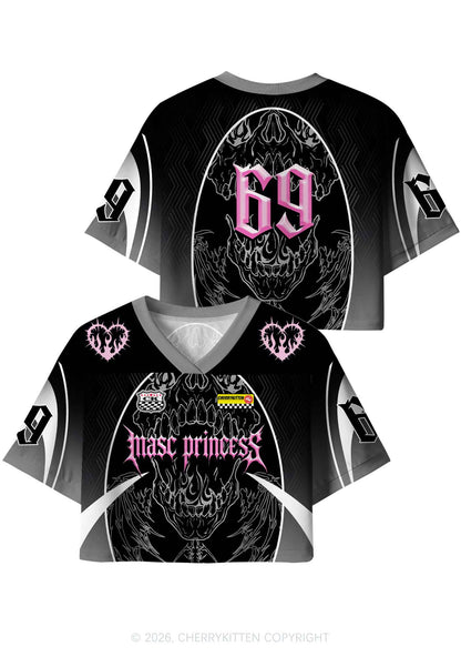 Masc Princess Dark Skull Pride Y2K Crop Sport Jersey Shirts Cherrykitten