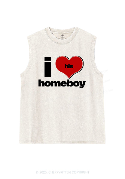 I Love His Homeboy Y2K Washed Muscle Tank Cherrykitten