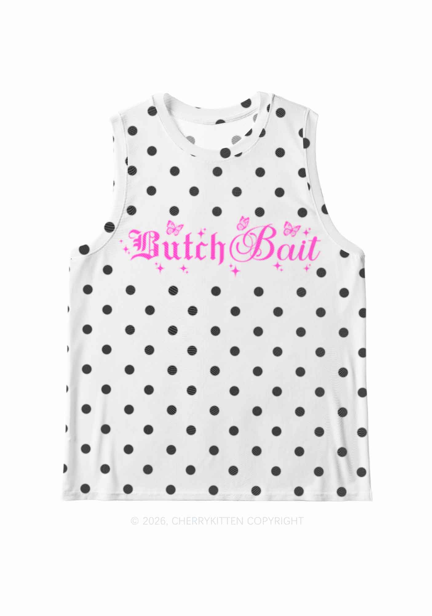 Butch Bait White Dots Pride Y2K Mesh Muscle Tank Cherrykitten