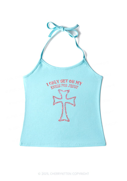 Rhinestone Get On Knees For Jesus Y2K Halter Neck Cami Cherrykitten