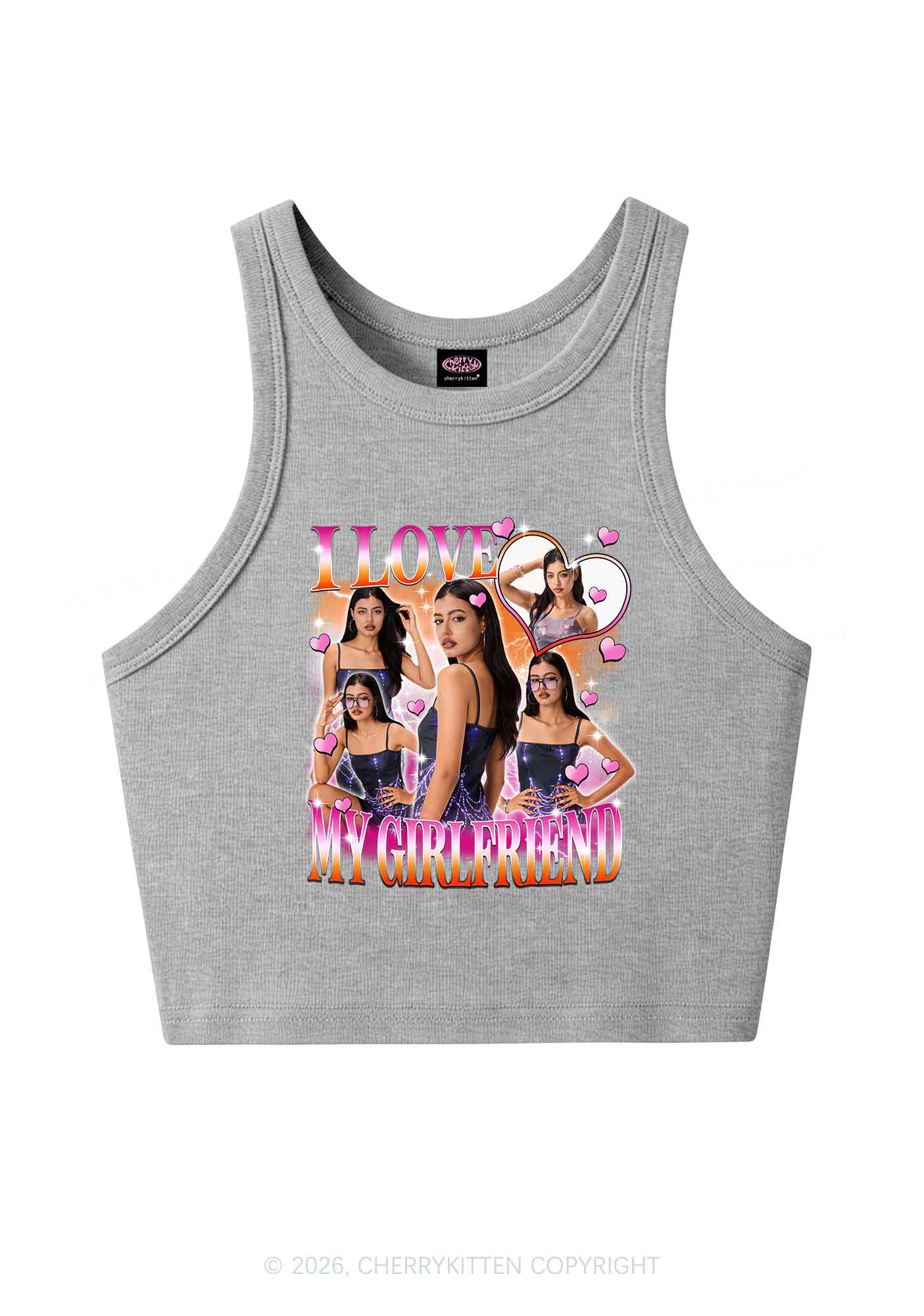 Custom I Love My Lesbian GF Pride Y2K Crop Tank Top Cherrykitten