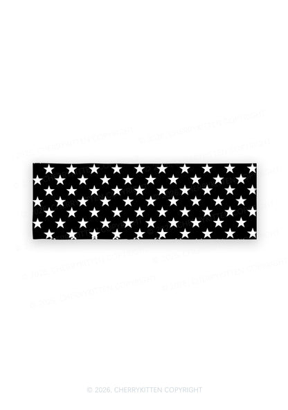 White Star On Black Y2K Print Headband Cherrykitten