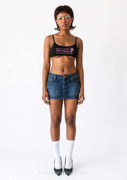 My Blood Is Pink And Sparkly Y2K Super Crop Cami Cherrykitten