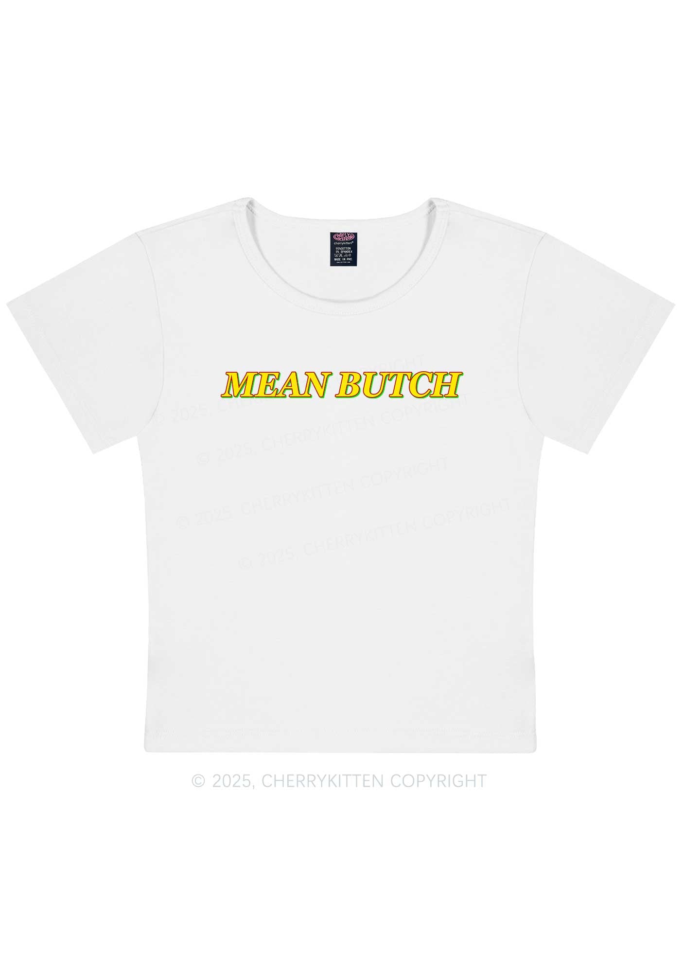Mean Butch Pride Y2K Baby Tee Cherrykitten