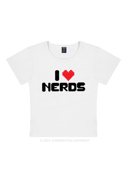 Pixel I Love Nerds Y2K Baby Tee Cherrykitten