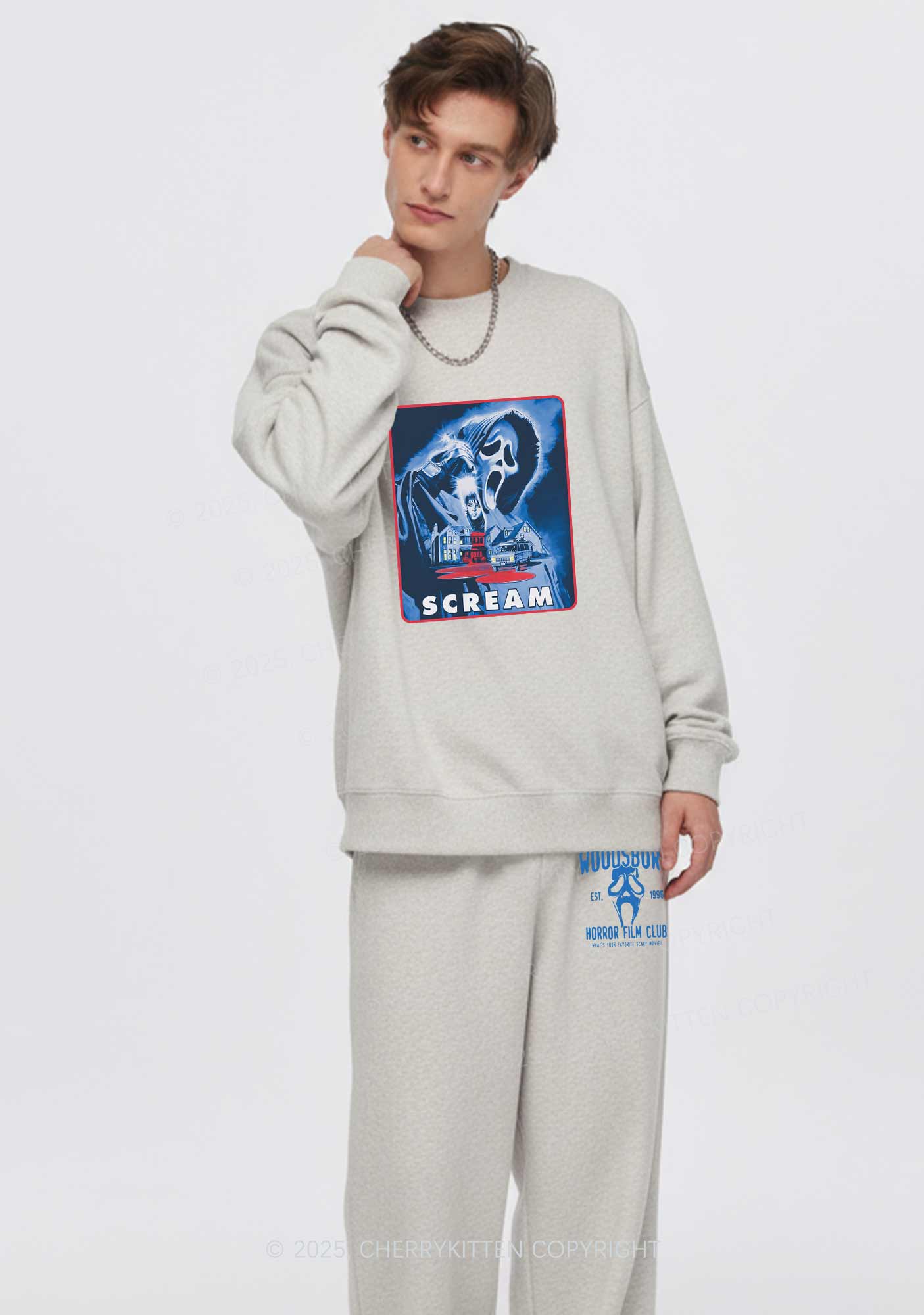 Halloween Scream Y2K Fleece Sweatshirts Set Cherrykitten