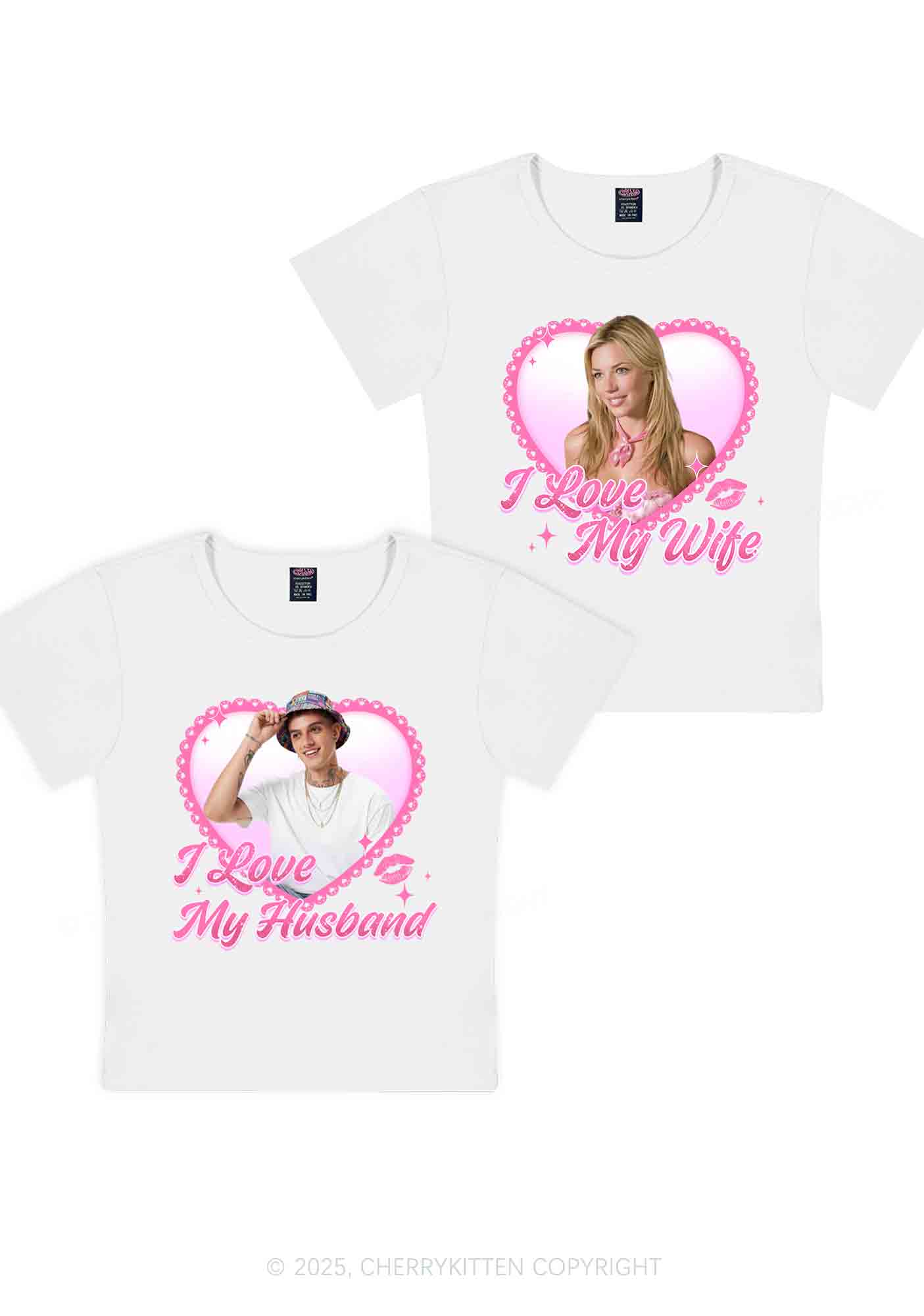 Custom Love My Wife Photo Y2K Valentine's Day Baby Tee Cherrykitten