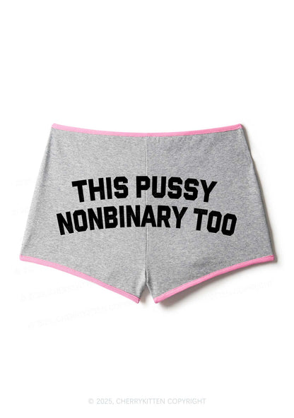 This Puxxy Nonbinary Too Pride Y2K Booty Shorts Cherrykitten