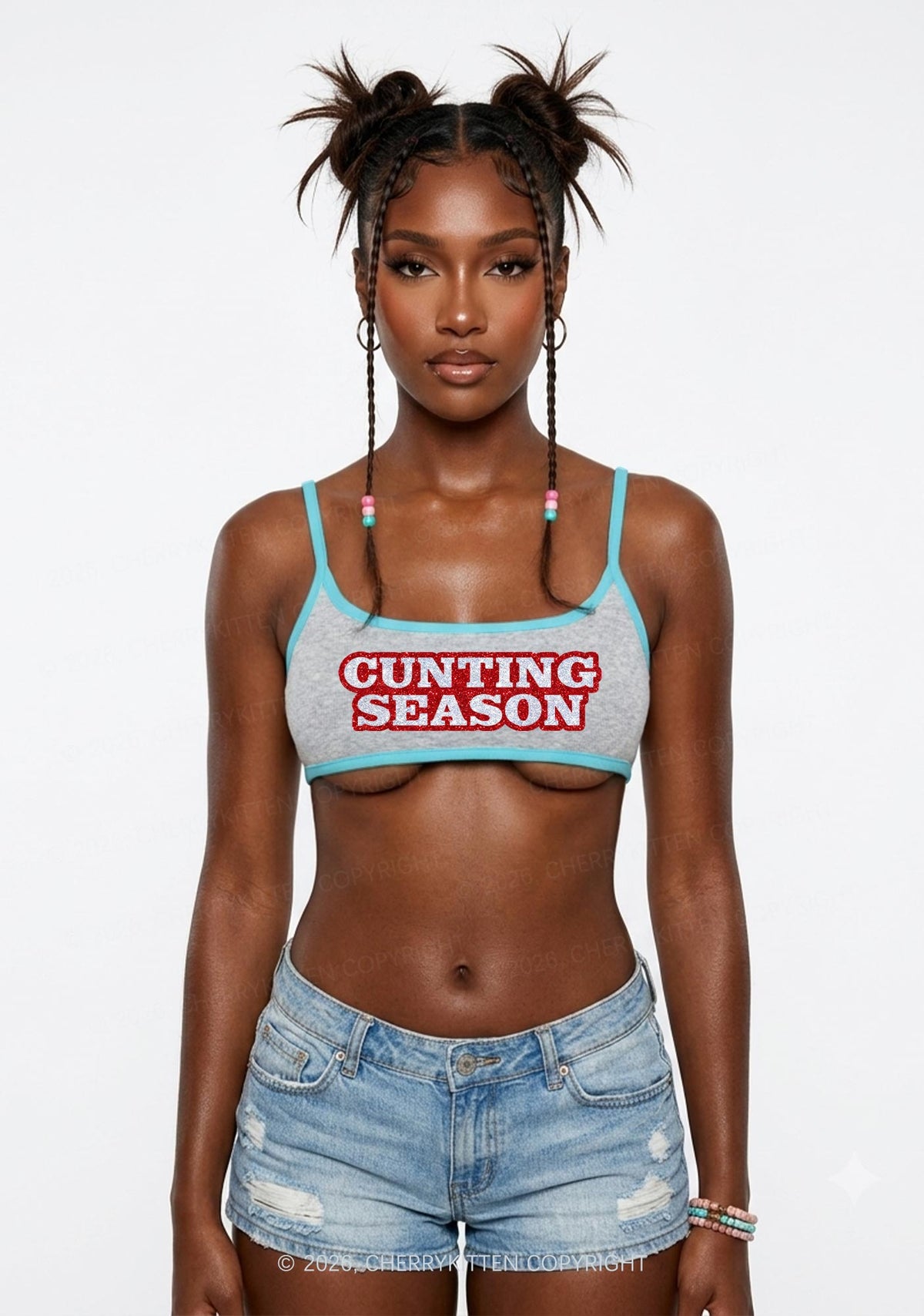 Glitter Cxxting Season Y2K Super Crop Cami Cherrykitten