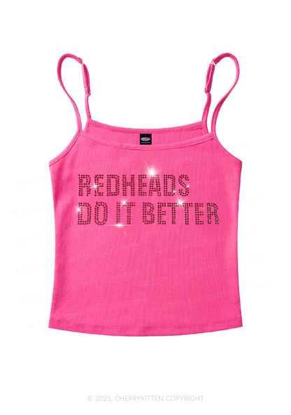 Rhinestone Redheads Do It Better Y2K Spaghetti Strap Cami Cherrykitten