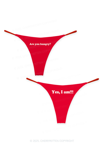 Are You Hungry Valentine's Day Y2K Print Couples Thong Set Cherrykitten
