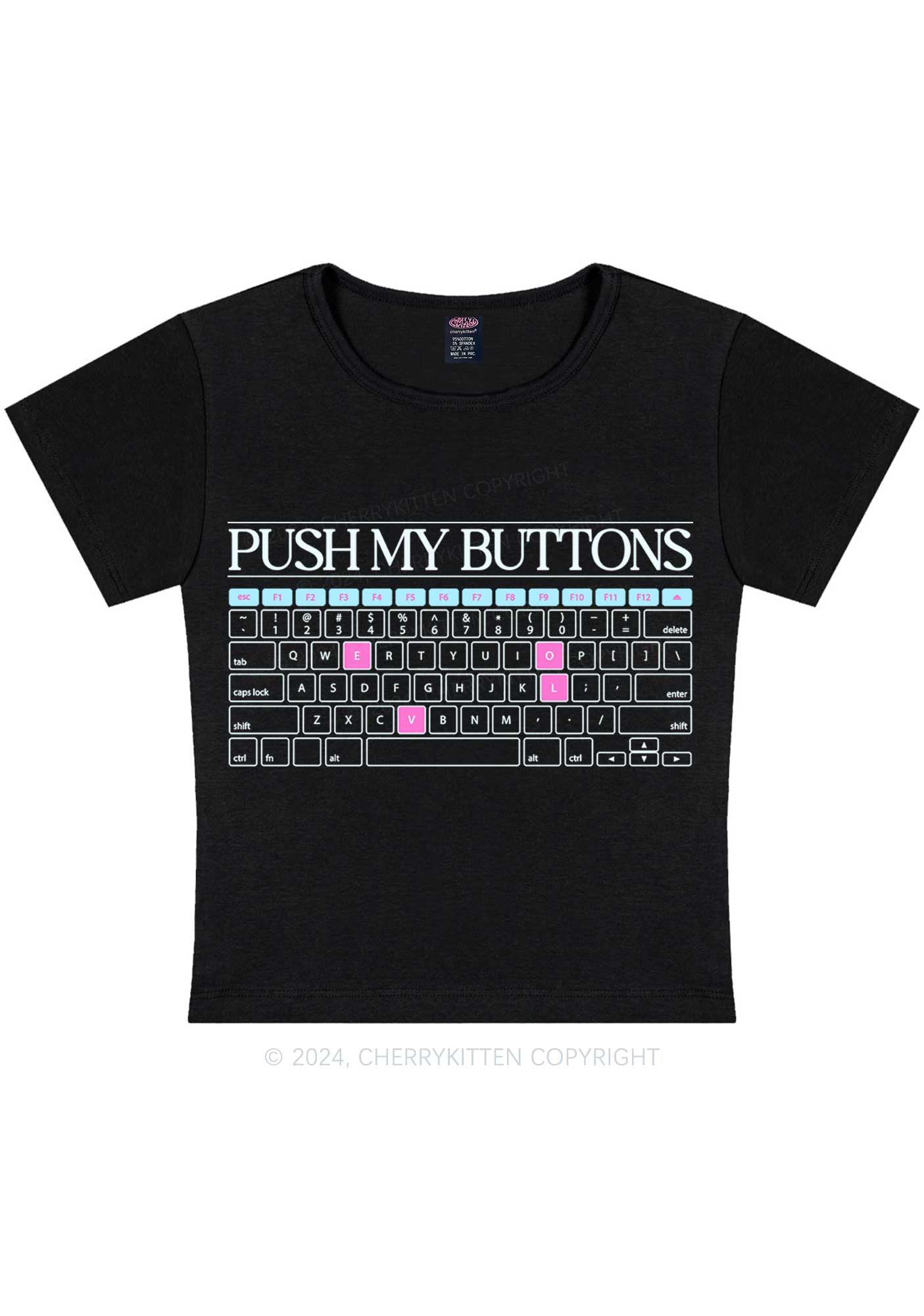 Push My Buttons Y2K Baby Tee Cherrykitten