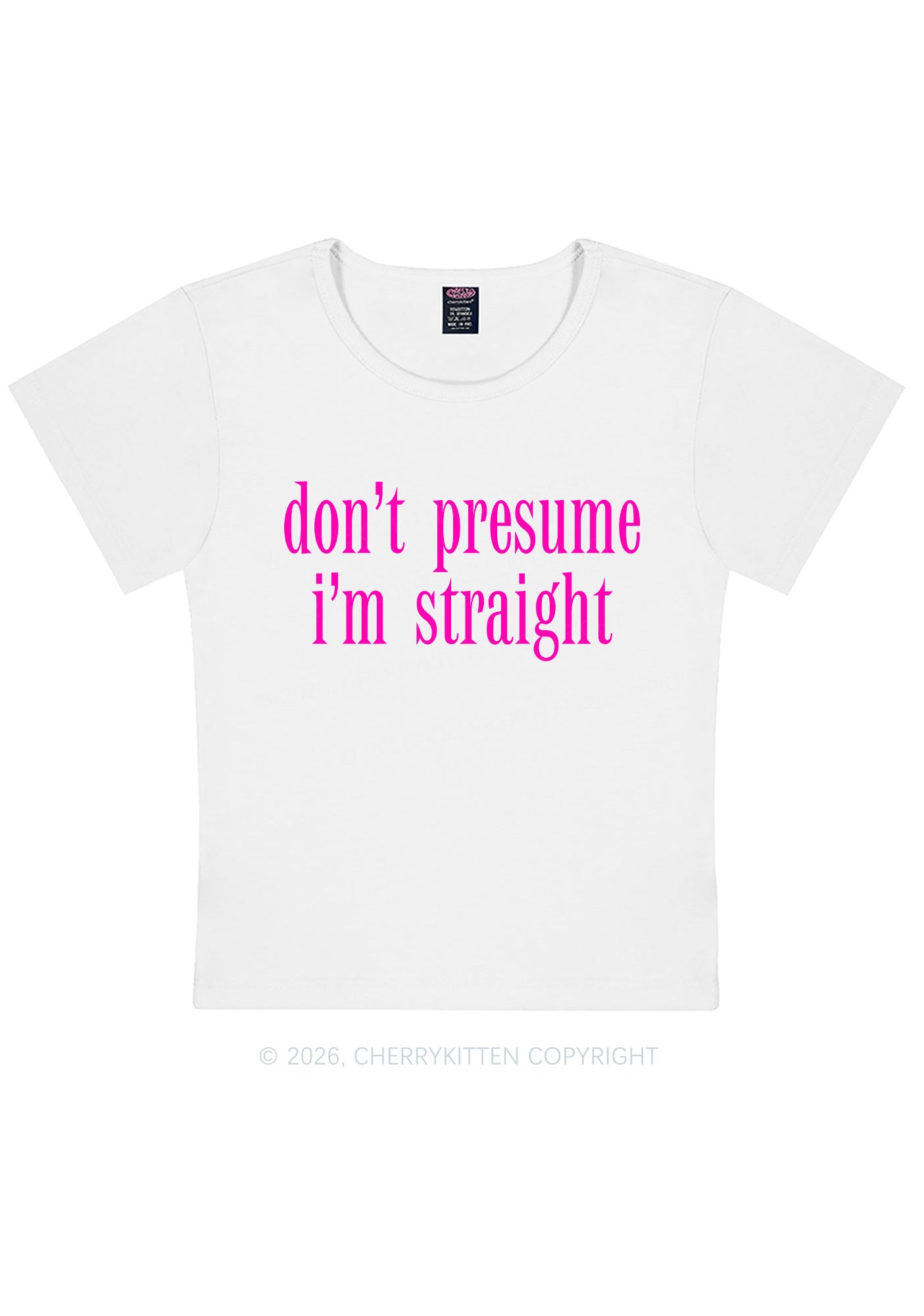 Dont Presume Im Straight Pride Y2K Baby Tee Cherrykitten