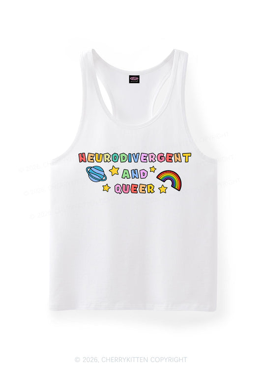 Neurodivergent And Queer Pride Y2K Men Racerback Tank Top Cherrykitten