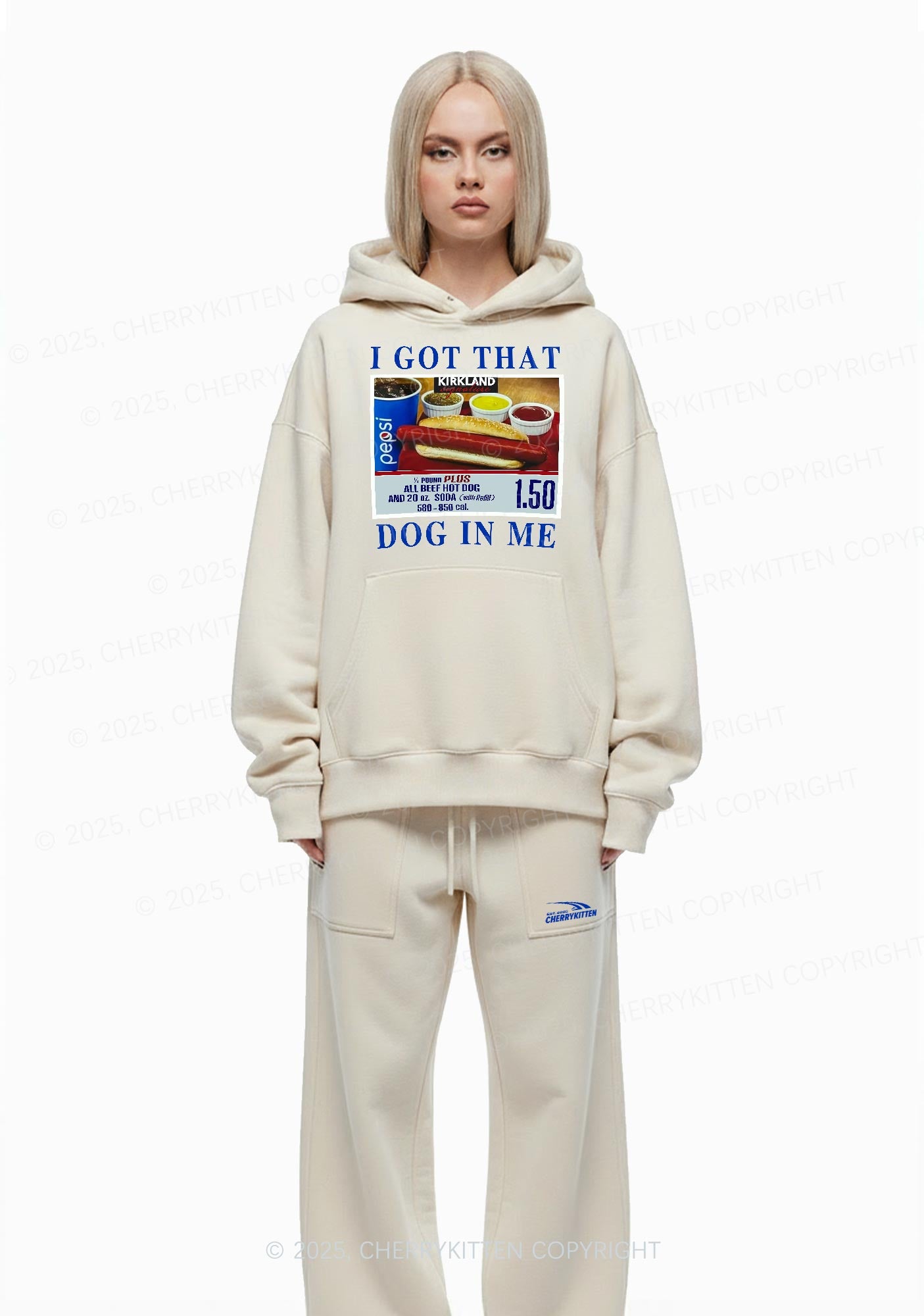 I Got That Hot Dog In Me Y2K Fleece Hoodie Set Cherrykitten