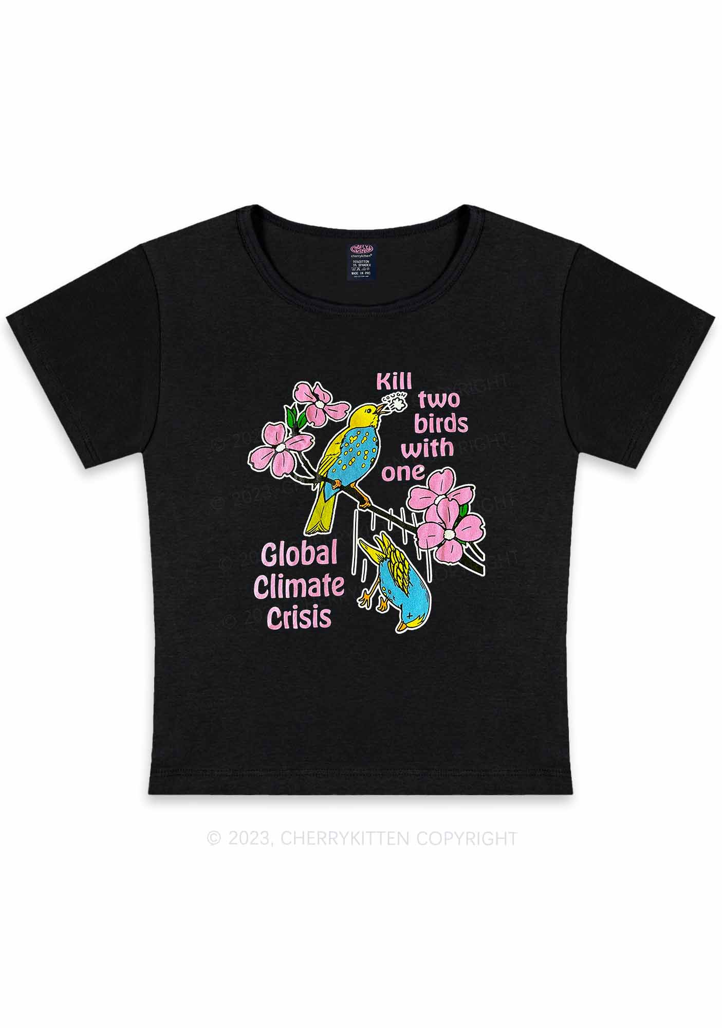 Curvy Global Climate Crisis Y2K Baby Tee Cherrykitten